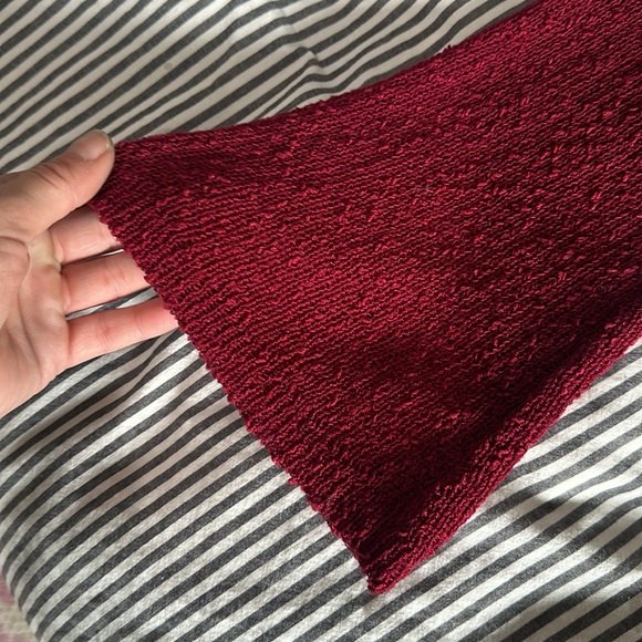 L space maroon sheer coverup dress with bell sleeves size medium - Picture 4 of 5